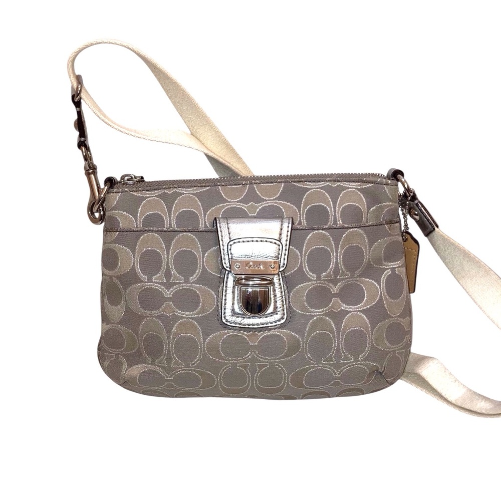 Coach Silver and Gray Signature Crossbody Bag